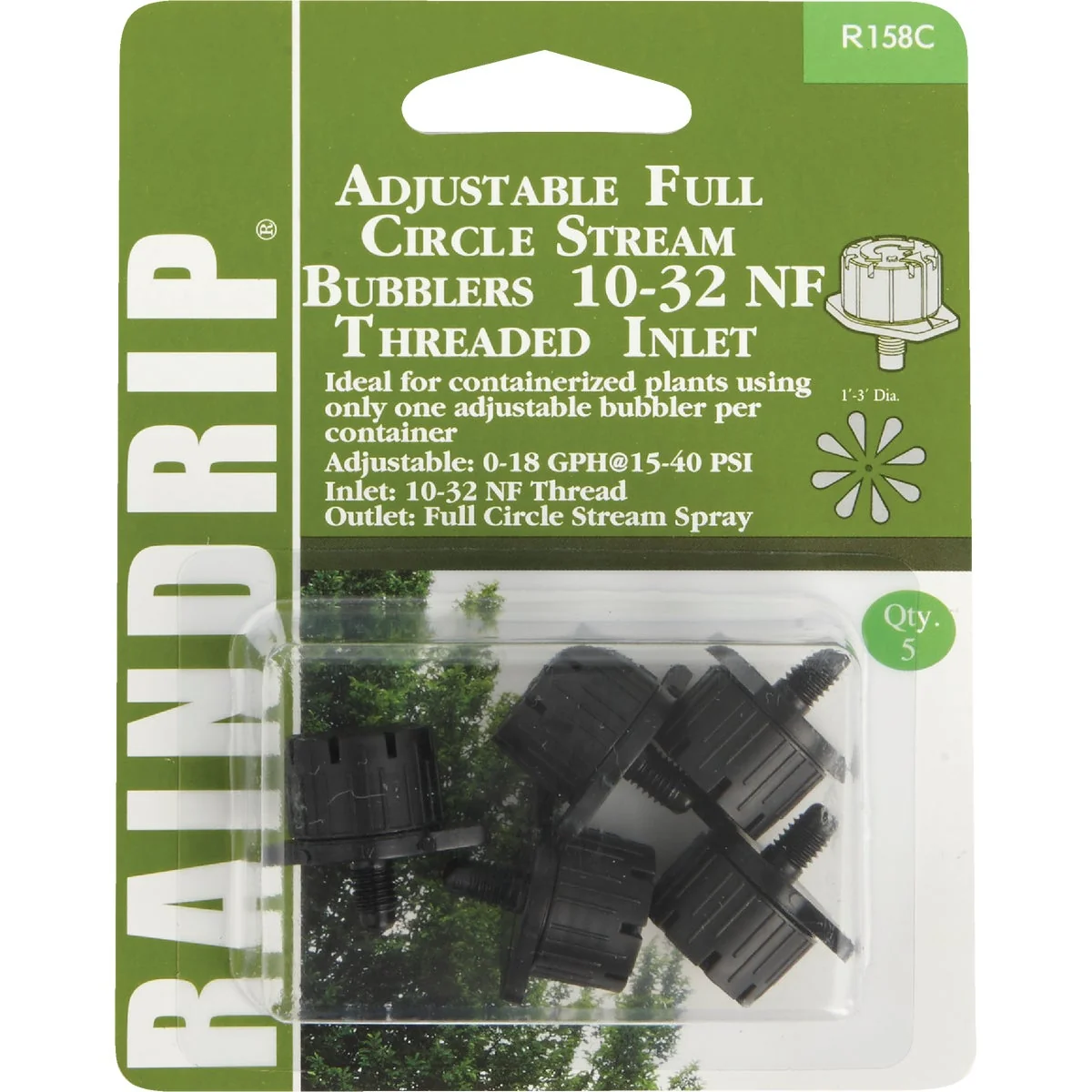 Fine Raindrip Full Circle Stream 13 GPH Adjustable Bubbler w Threaded Inlet 5-Pack Healthy