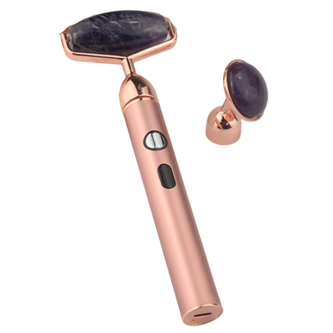 Eco-Friendly ZAQ Sana Amethyst USB Rechargeable Vibrating Changeable Face Rollers – 3 Speed Healthy