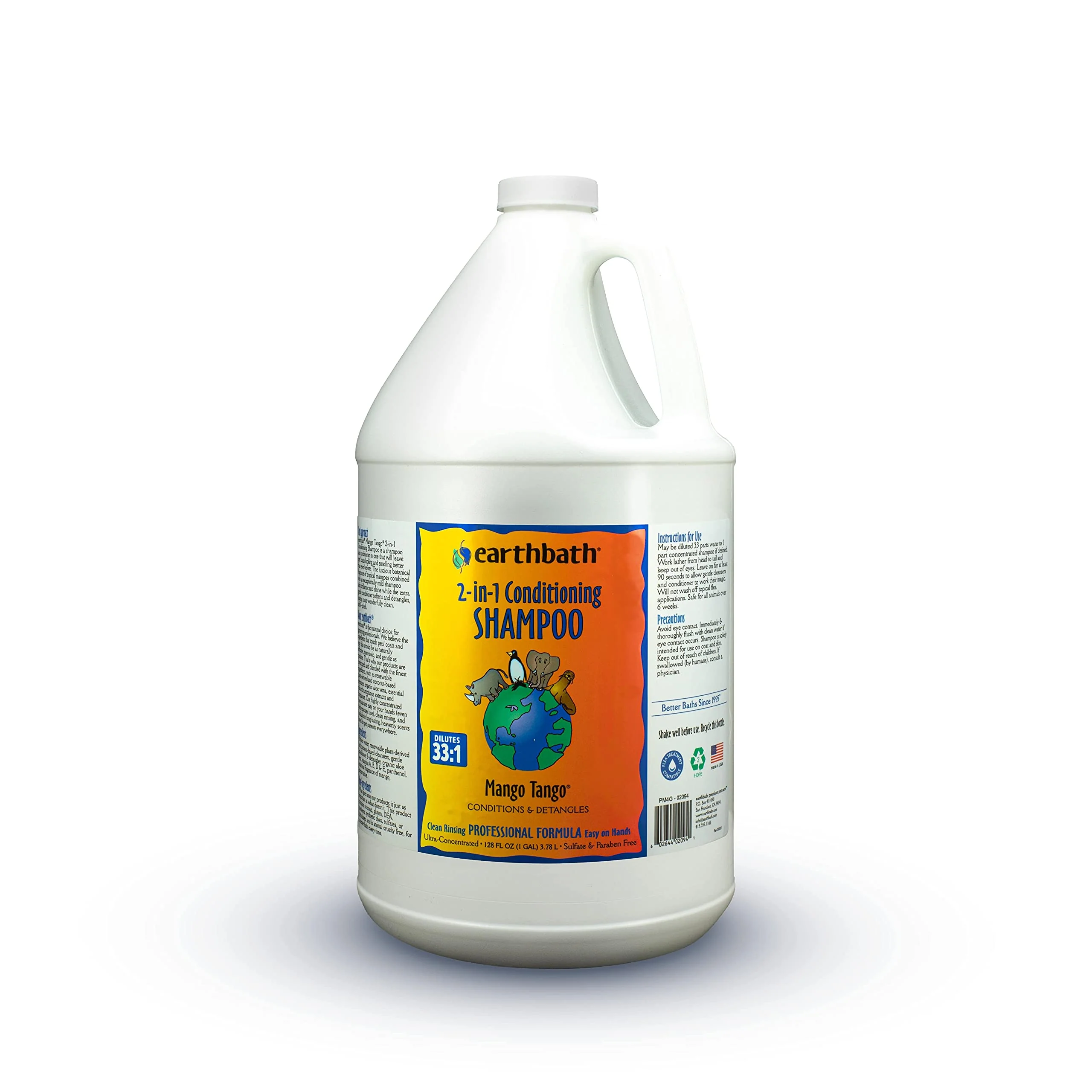 Smooth earthbath Mango Tango 2-in-1 Conditioning Shampoo for Dogs Cruelty- USA Made 128 oz Sustainable