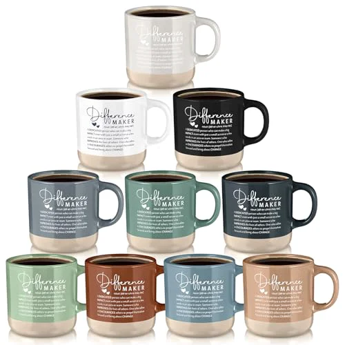 Outstanding 10 Pcs Difference Maker Appreciation Gifts Bulk Inspirational Ceramic Coffee Mugs 13 oz Thank You Mug Housekeeping Appreciation Gifts for Teacher Boss Leader Office Coworker Staff 10 Count Genuine
