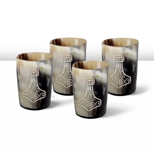 Elite Viking Horn Shot Glasses Set of 4 4 Count Original Design