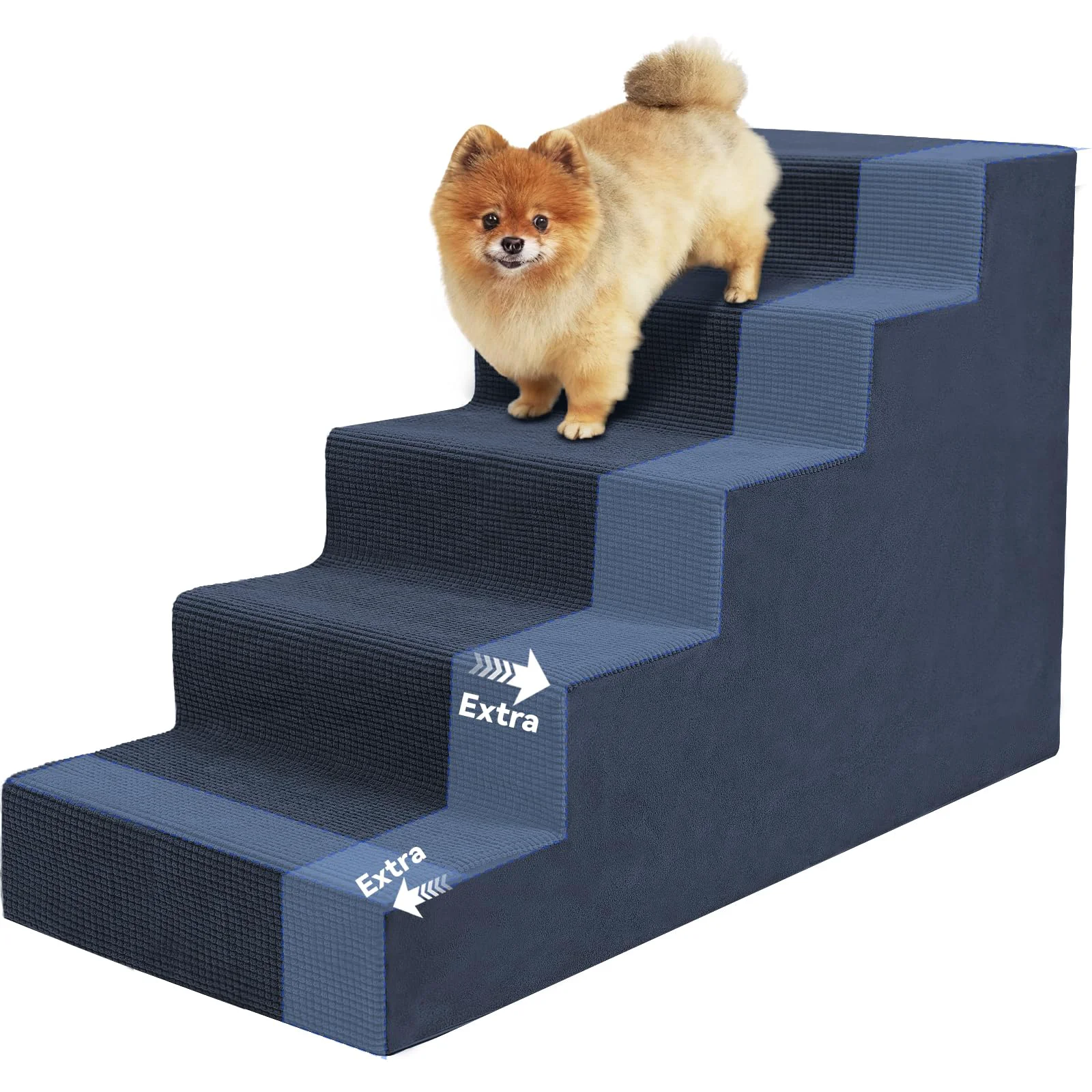 Quality Niubya Dog Stairs – 5-Step Navy Pet Steps 23 inches High for Beds Couches Non-Slip Top-Quality