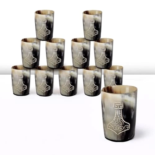 Crafted Viking Horn Shot Glasses Set of 12 12 Count Environmentally Friendly