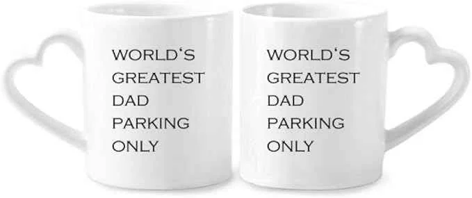Elegant World’s Greatest Dad Father’s Festival Quote Couple Porcelain Mug Set Ceramic Lover Cup Heart Handle Fine