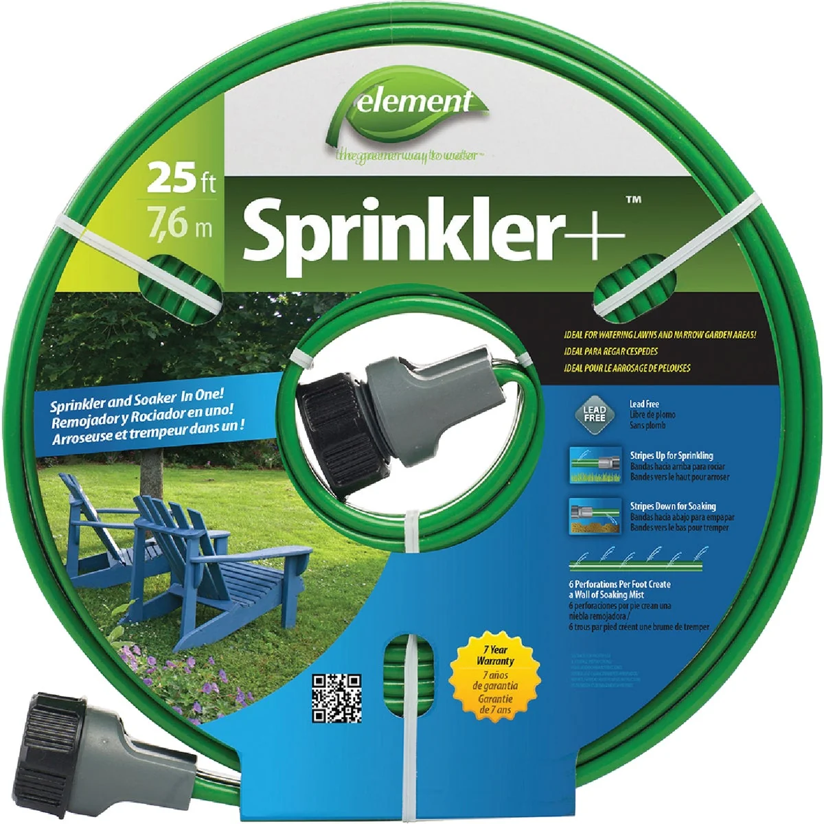 Expertly Made Element 5 8 In. Dia. x 25 Ft. L. Drinking Water Safe Sprinkler Hose Practical