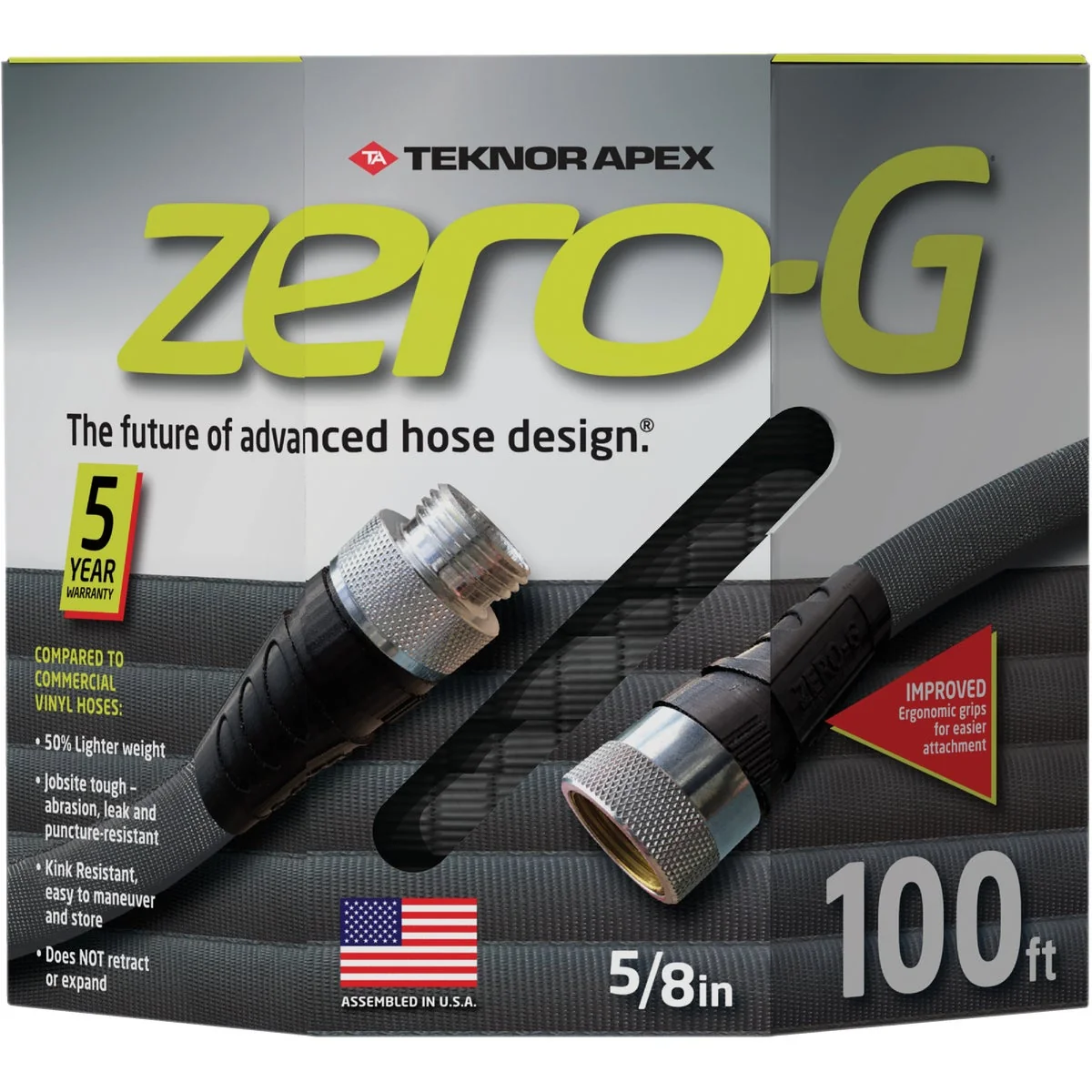 Refined Teknor Apex Zero-G 5 8 In. Dia. x 100 Ft. L. Drinking Water Safe Garden Hose Elite