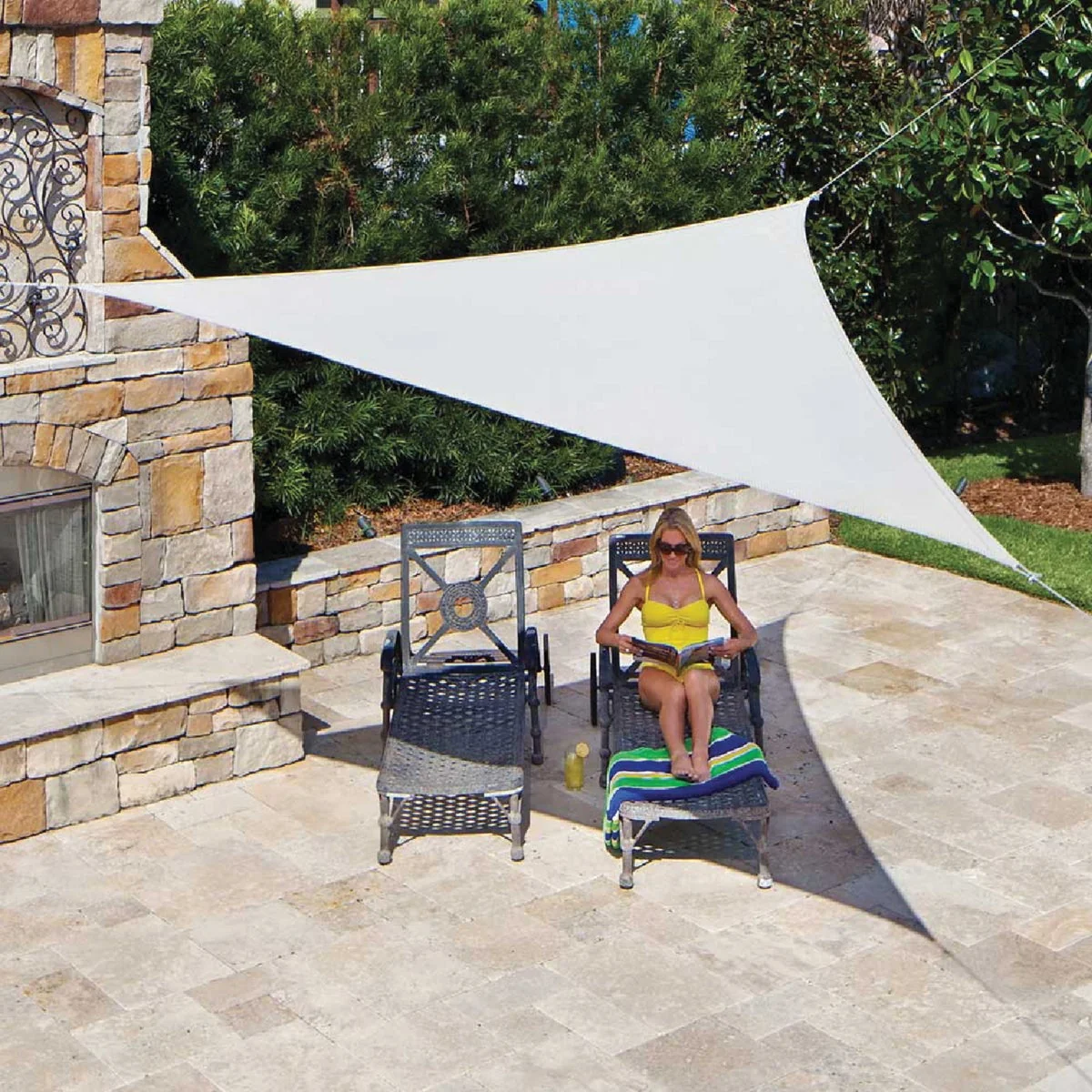 Crafted Coolaroo 11 Ft. 10 In Pebble High Density Polyethylene Ready To Hang Shade Sail Canopy Advanced