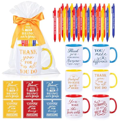 Relaxed 6 Set Employee Appreciation Gifts Include Thank You Staff Mug Gift Set 12 oz Appreciation Mugs Inspirational Pens Tags for Employee Staff Team Group 6 Count Proven