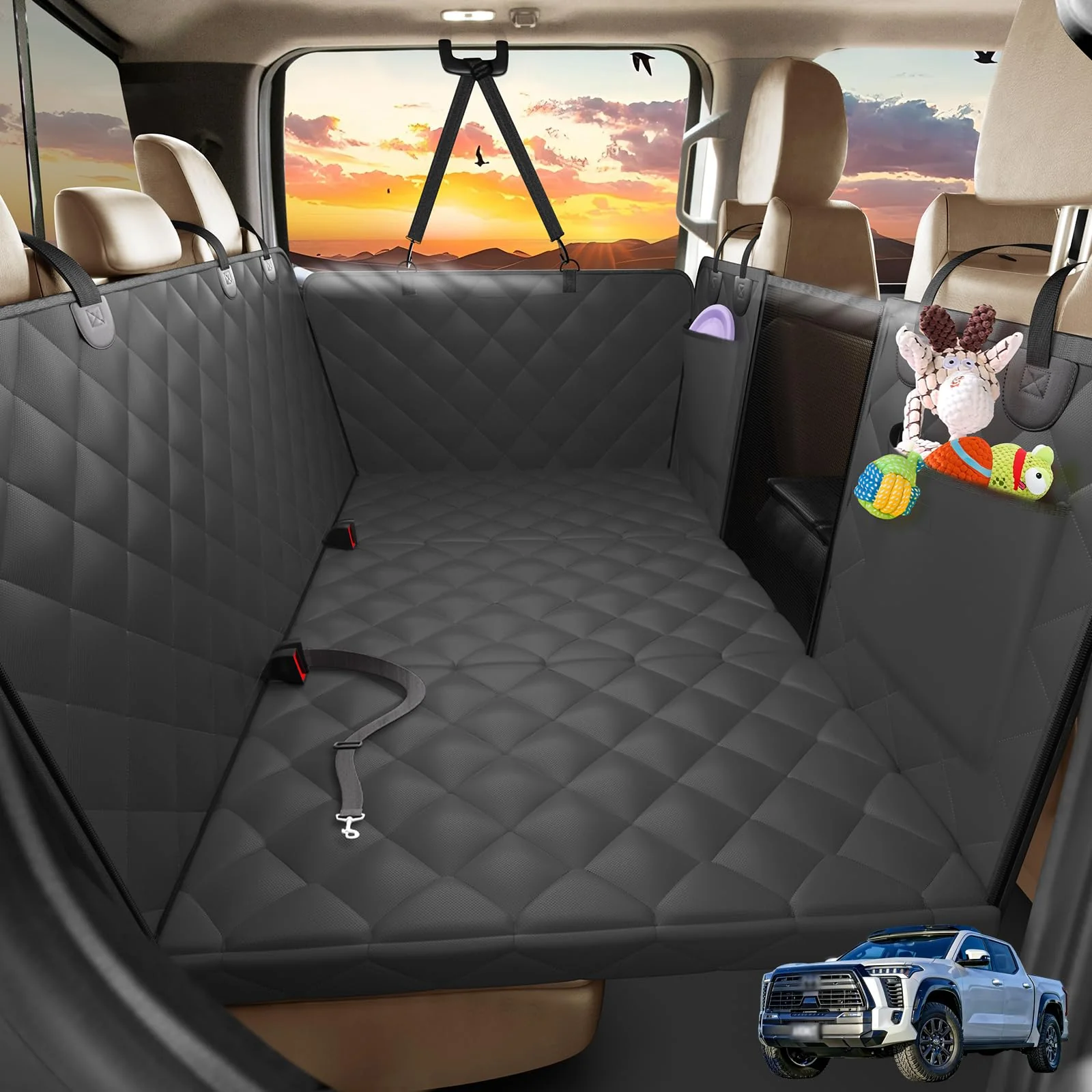 Elegant AIEDOULER Back Seat Extender for Dogs – 59×29 in Full-Size Truck Hammock with Egg-Crate Foam Consistent