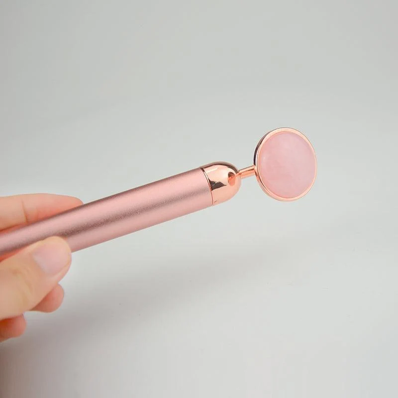 Next-Generation ZAQ MOON Roll-On Rose Quartz W-Sonic Massaging Vibrating Face Roller Genuine