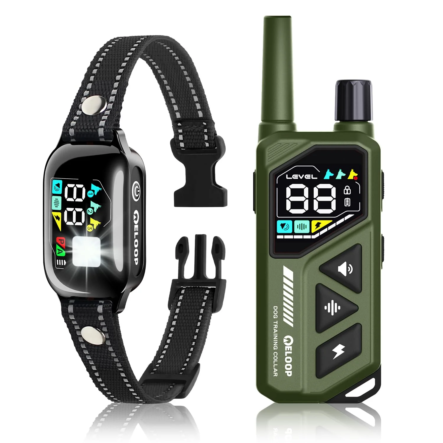 Natural ELOOP 2-in-1 AI Bark Collar with 3300ft Remote IPX7 Waterproof Solid