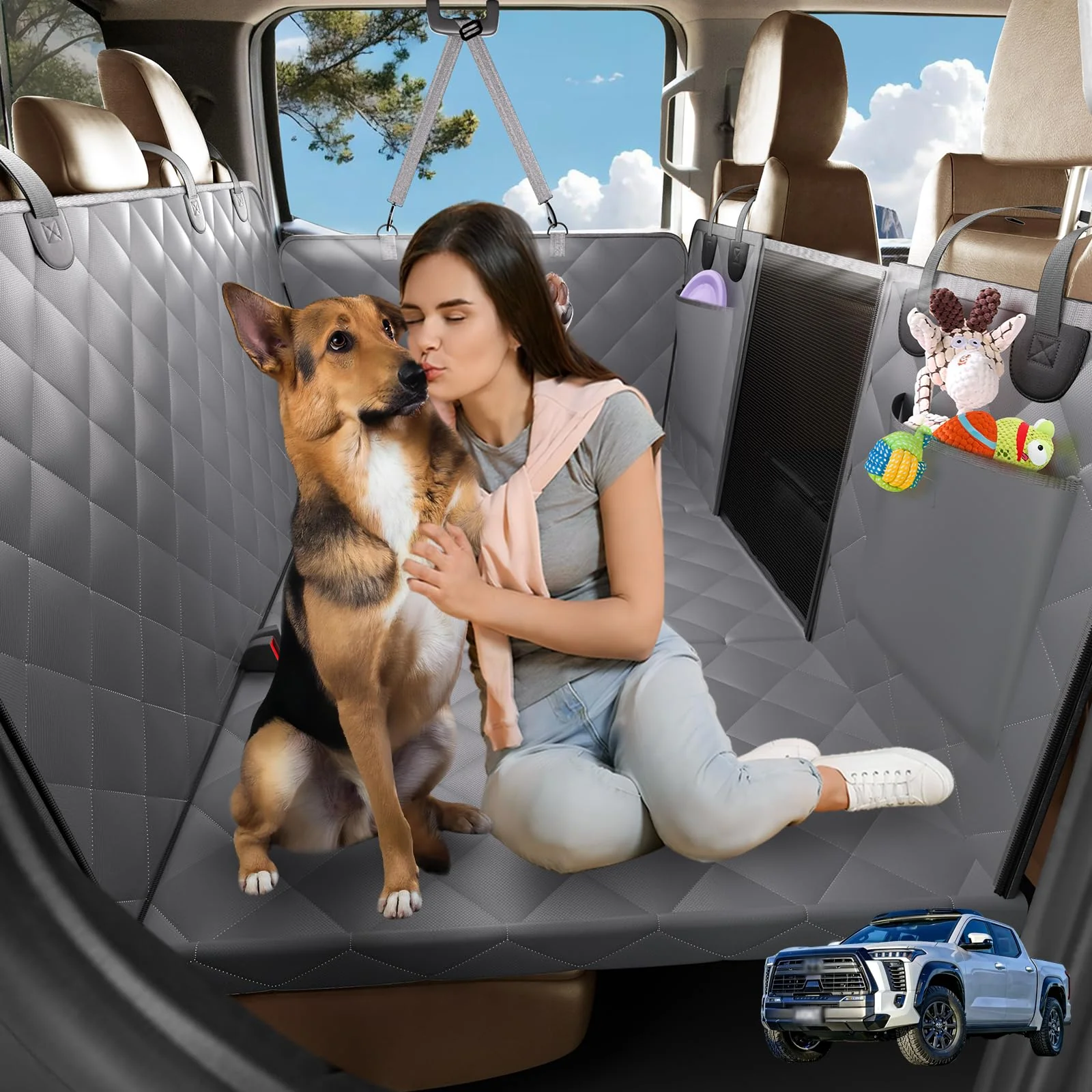 Smooth AIEDOULER Back Seat Extender for Dogs — XL Hard Bottom Hammock for Crew Cab Trucks 59 x 29 Eco-Friendly