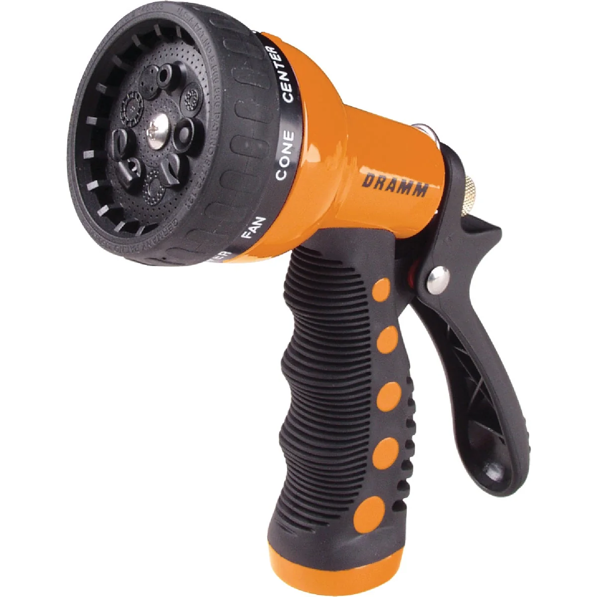 Premium Dramm Heavy-Duty Metal 9-Pattern Nozzle Orange Comfortable