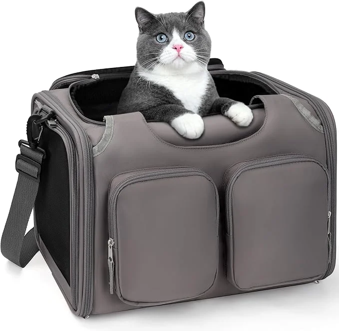Smart Dog Cat Carrier for Pets Up to 15 Lbs Airline Collapsible Soft-Sided Solid