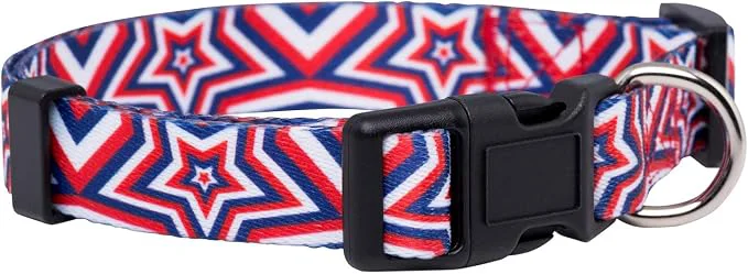 Elegant Native Pup American Flag Dog Collar- Red White and Blue- Patriotic Collars Prestigious