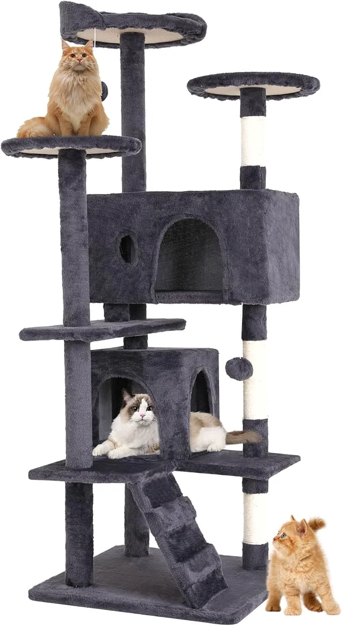 Official Pet 54 Cat Tree Tower Ashy Sturdy Hanging Cat Toys Observation Environmentally Friendly