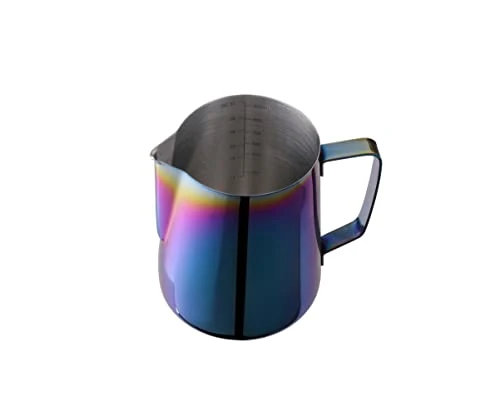 Original Design Milk Frothing Pitcher 32oz Stainless Steel Cup Double Measurement Scale for Latte Art Frother SUS304 Steaming 900ML Rainbow Next-Generation