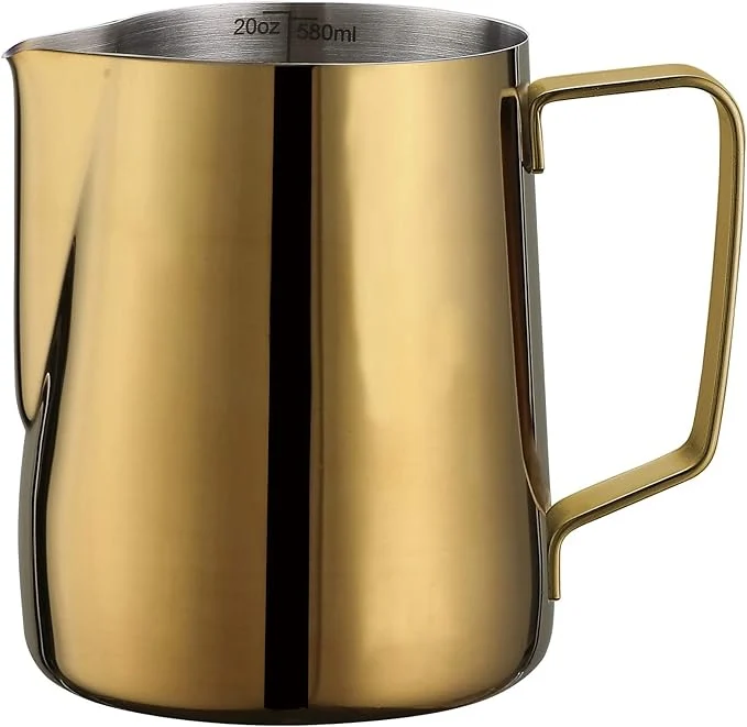 Certified Milk Frothing Pitcher 20oz Stainless Steel Cup for Latte Cappuccino Stainless Steel Milk Frother Steaming Pitcher Rose Golden Color 600ml Artisan
