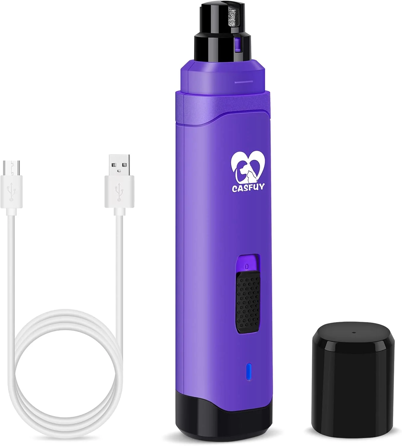Organic Casfuy Dog Nail Grinder Upgraded – Professional 2-Speed Electric Rechargeable Pet Nail Trimmer Painless Paws Grooming Smoothing for Small Medium Large Dogs Cats Purple Refined