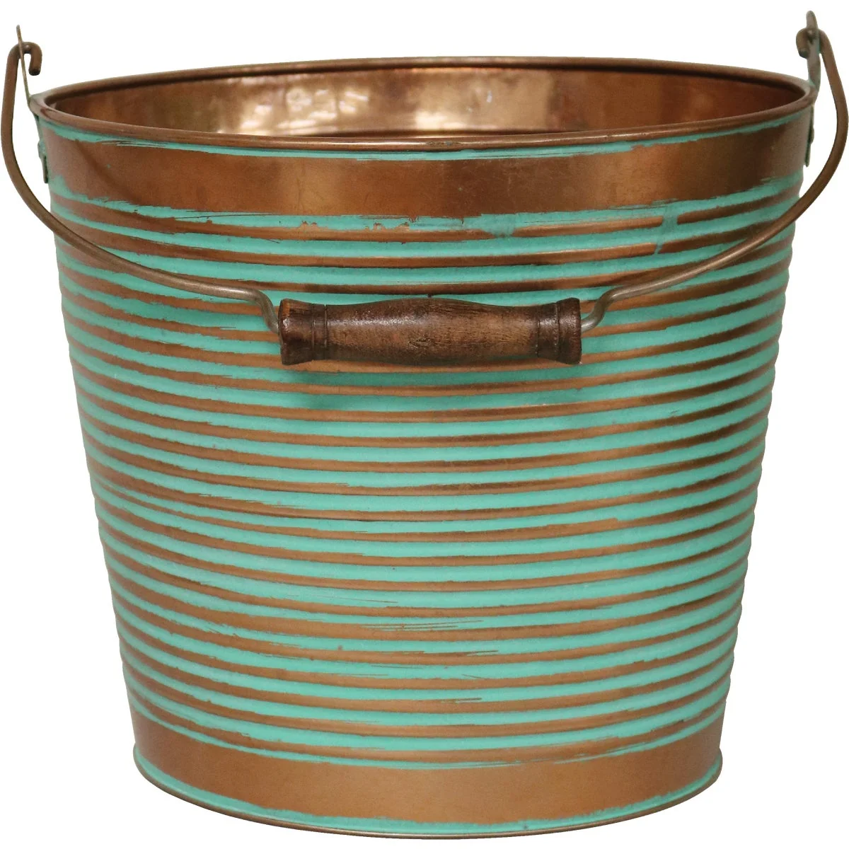 Excellent Robert Allen Vintage 10 In. Copper Ribbed Galvanized Metal Planter Responsible