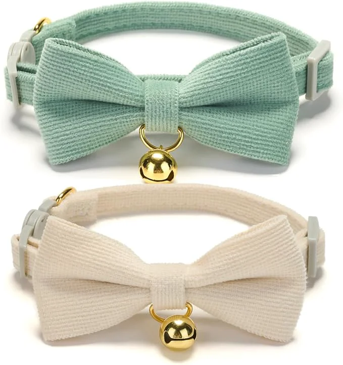 Official 2 Pack Soft Corduroy Cat Collars Exclusive