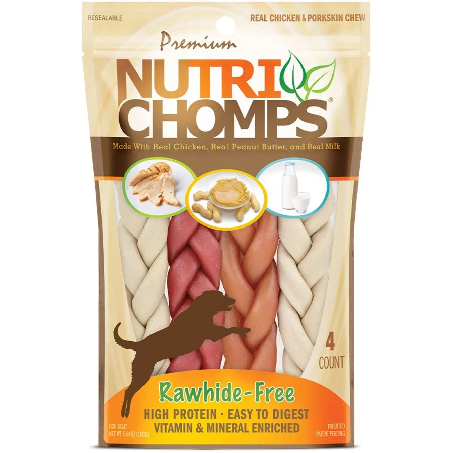 Durable Scott Pet Premium Nutri Chomps Braid Dog Treats Assorted Flavor Braids 4 Count 6-in Refined