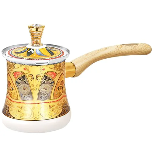 Green Retro Turkish Arabic Coffee Pot with Wooden Handle Classic