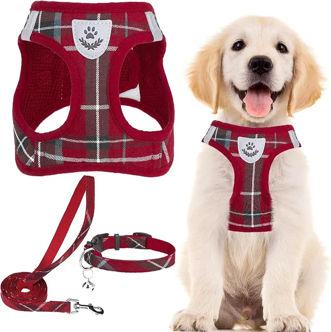 Dependable PUPTECK Adjustable Dog Harness Collar and Leash Set Step in No Pull Pet Harness Premium Material