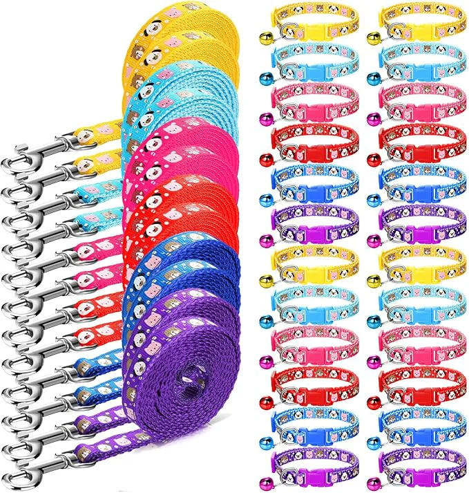 Sustainable Amylove 48 Pcs Dog Collar and Leash Set Polypropylene Adjustable Puppy Collars Efficient