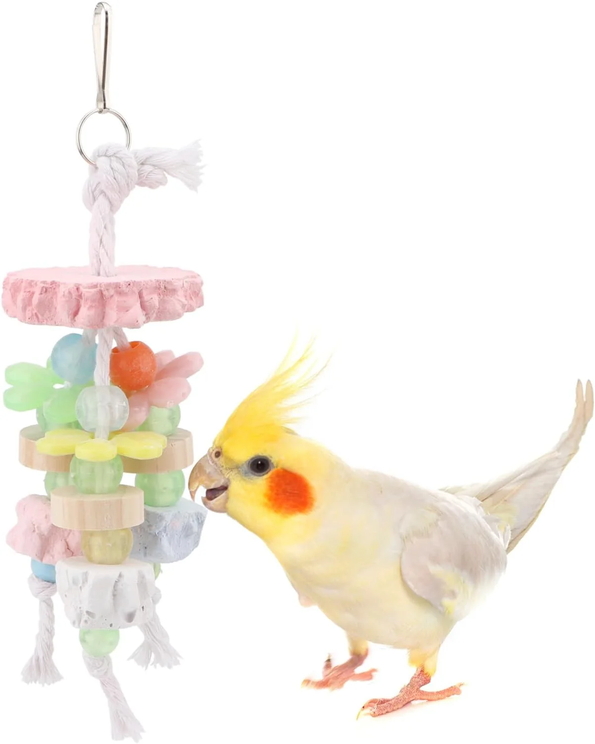 Recyclable Hypeety Bird Calcium Teeth Grinding Stone Chew Treats Toy Beak Buffer Stone for Hamster Bird Parrot African Grey Parakeets Cockatiels Conures Amazons Small Animal Cage Hanging Bite Pure