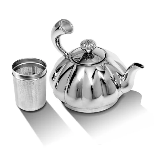 High-End Stainless Steel Teapot with Removable Infuser 12 Ounce Pure
