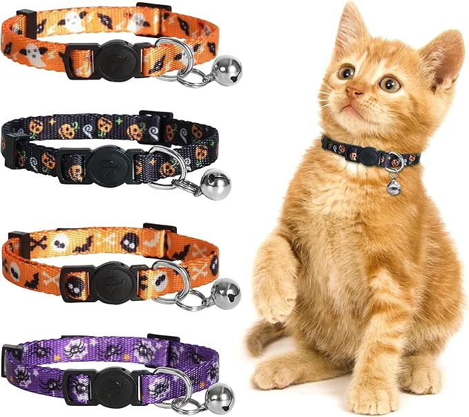 Classic azuza 4 Pack Halloween Kitten Collars Breakaway Unique