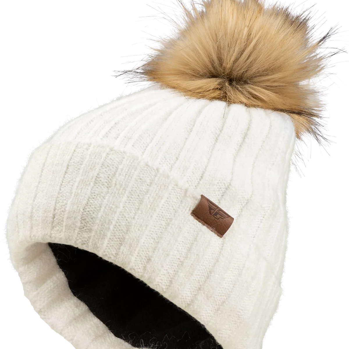 Stylish Fly Women’s Snow Pom Beanie Beige Fine