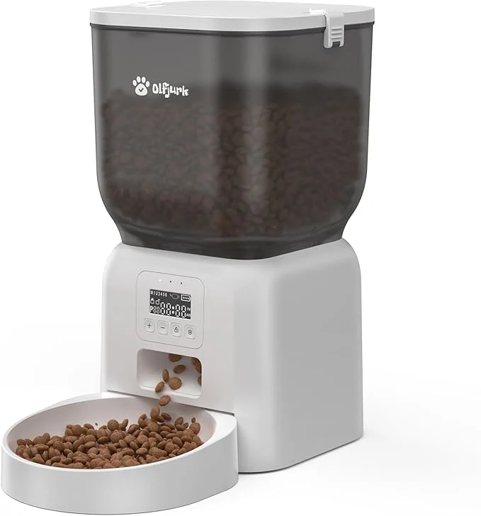High-End Automatic Dog Cat Feeder with Freshness Preservation 4L Timed Cat Feeder with LCD Screen.Up to 6 Meals Per Day and 1-15 Portion for Cats Dog White About ThisOverview Reliable