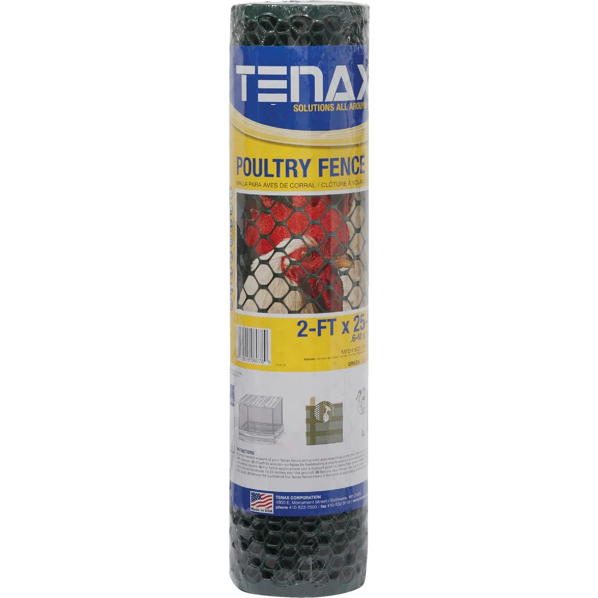 Solid Tenax 3 4 In. x 2 Ft. H. x 25 Ft. L. Hexagonal Plastic Poultry Netting Fence Green Exceptional