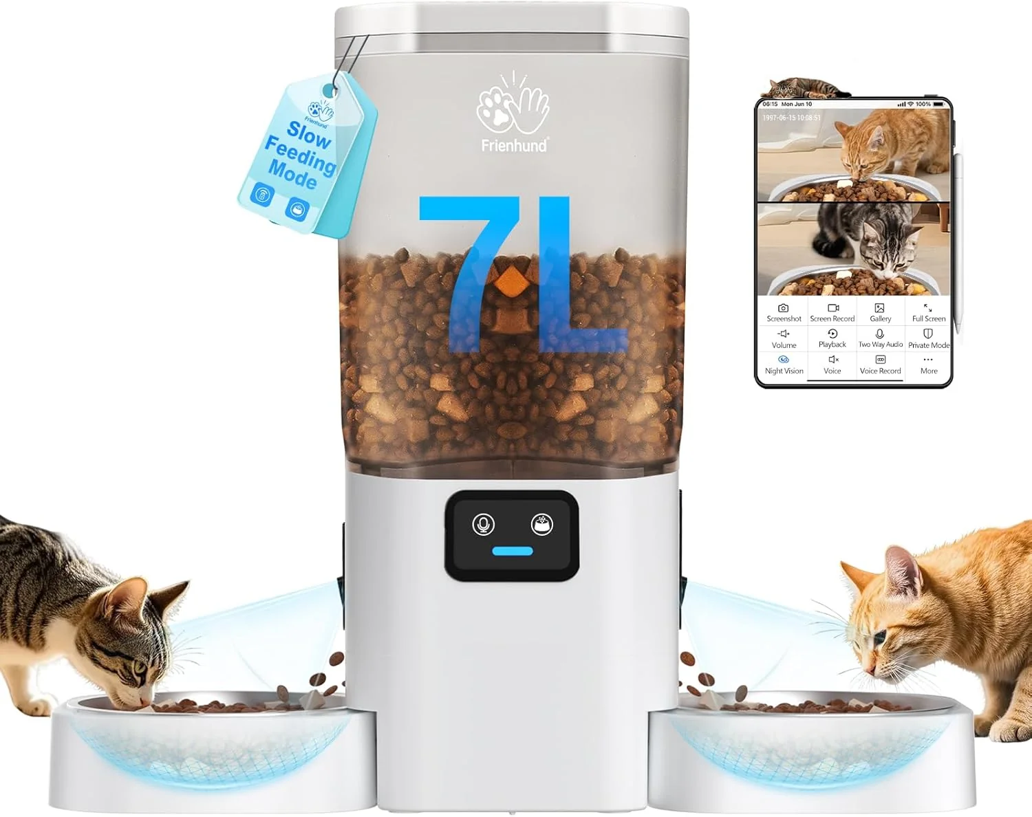 Powerful Automatic Cat Feeder with Two HD Camera for 2 Cats 7L Automatic Dog Feeder with Night Vision Slow Feed 5G WiFi Auto Cat Food Dispenser for Multiple Pet Detachable for Cleaning – 29 Cup Quality