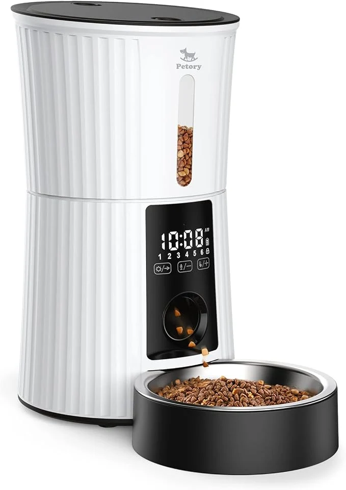 Outstanding Petory Automatic Cat Feeders – 4L Timed Cat Feeders for Dry Food Built-in Battery up to 6 Meals with Desiccant Bag Support Dual Power 10S RecorderAbout ThisOverview Breathable