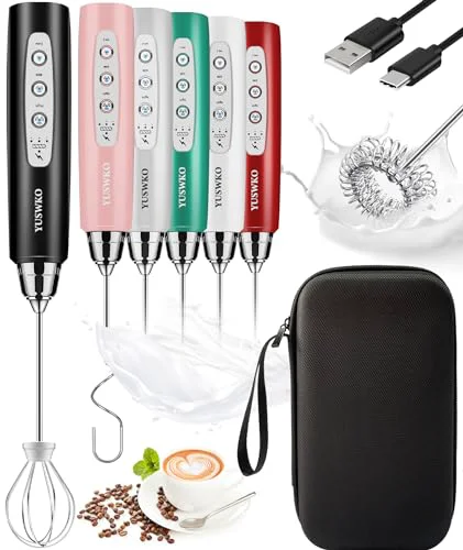 User-Friendly Black Rechargeable Milk Frother Handheld Frother Wand Drink Mixer for Coffee Carefully Designed