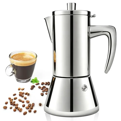 High-Grade 304 Thickened Stainless Steel Uncoated 12 Cup Moka Pot Soft