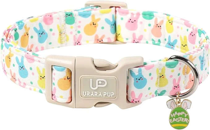 Sustainable Easter Day Dog Collar UP URARA PUP Easter Bunny Adjustable Pet Collar Expertly Made