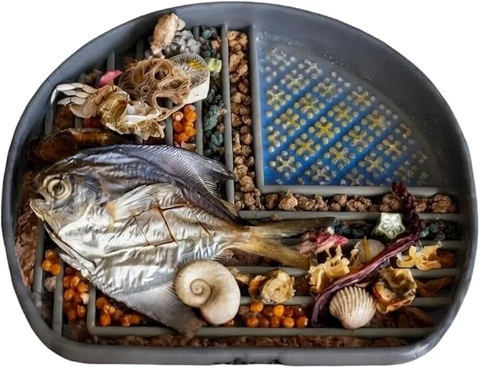 Premium Material Snack Dish Slow Feeder Bowl for Dogs Cats – Dual Pattern Design with Treat Corner Mess- Feeding Dishwasher Safe Kubi Pets Gray Gray About ThisOverview Selected