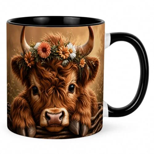 Verified Rustic Floral Highland Cow Coffee Mug Genuine