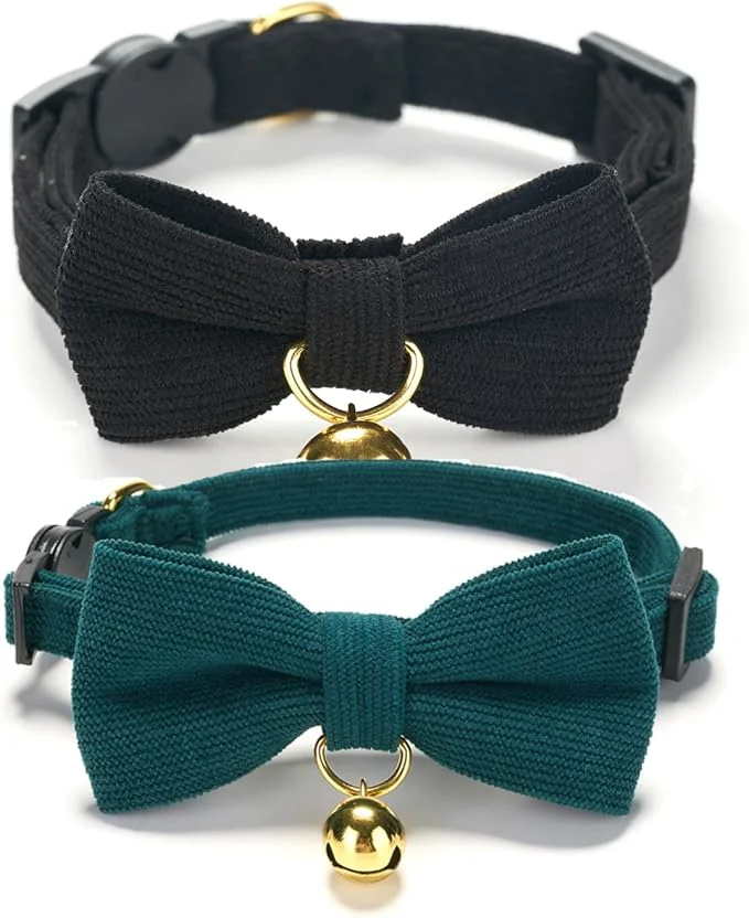 Healthy 2 Pack Soft Corduroy Cat Collars Crafted