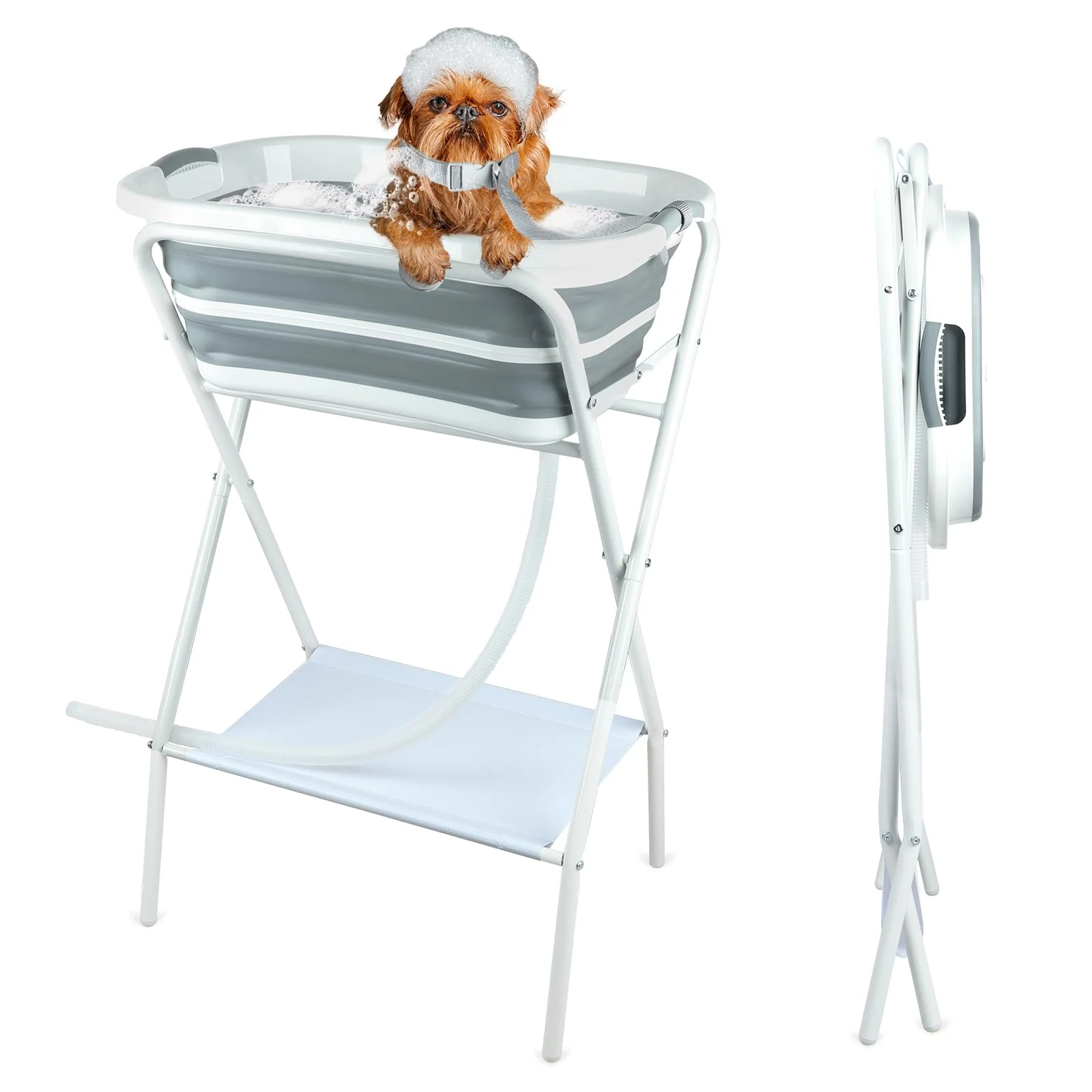 Versatile FHTONGE d Dog Bathing Station – 2-in-1 Collapsible Pet Tub Portable Grooming Washing Station Fine