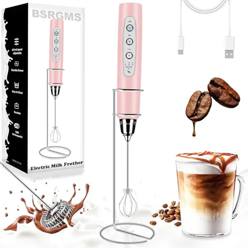 Enhanced Milk Frother Wand Rechargeable Handheld Whisk Coffee 3 Speed Adjustable Reliable
