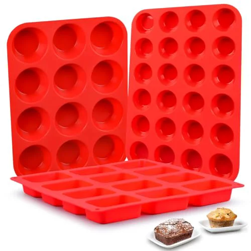 Professional Silicone Muffin Pan 3 Count Genuine