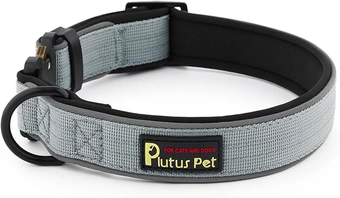 Verified Plutus Pet Tactical Dog Collar Reflective Adjustable Heavy Duty Dog Collar Original