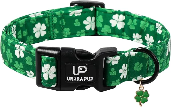World-Class St. Patrick’s Day Dog Collar UP URARA PUP Shamrock Adjustable Pet Collar Original Design