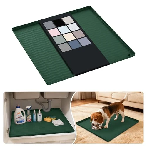 Traditional Waterproof Silicone Under Sink Mat 22” x 22” Shelf Liner for Kitchen and Bathroom Pure