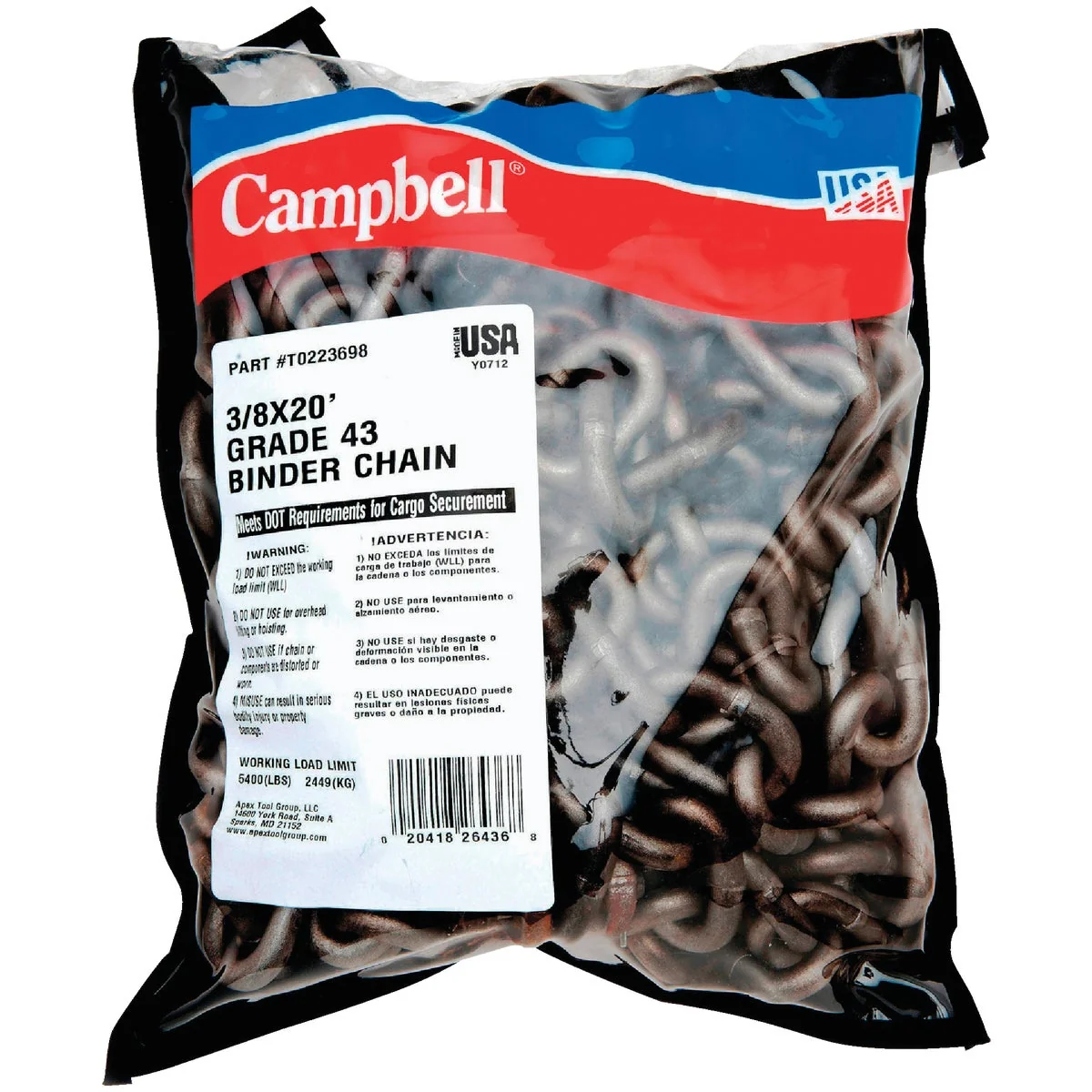 Responsible Campbell 3 8 In. 20 Ft. Yellow Chromate Finished Steel Coil Chain Verified